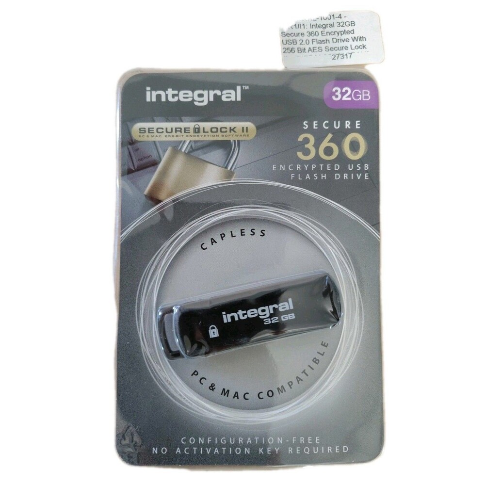 Integral 32GB USB 3.0 Flash Drive 256-bit AES Encryption Ultimate Security NEW